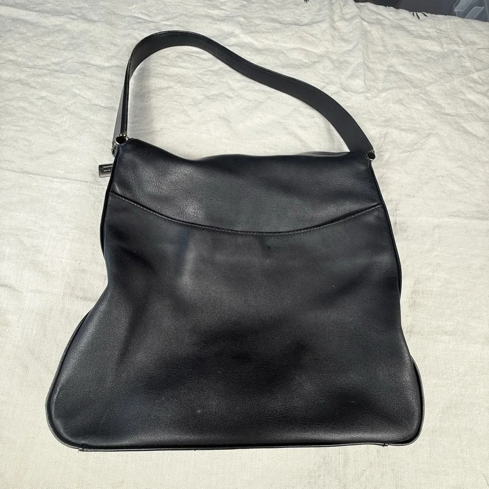 Vintage Coach Hobo Black Leather Shoulder Bag Style 9180 Made in USA Zip Top